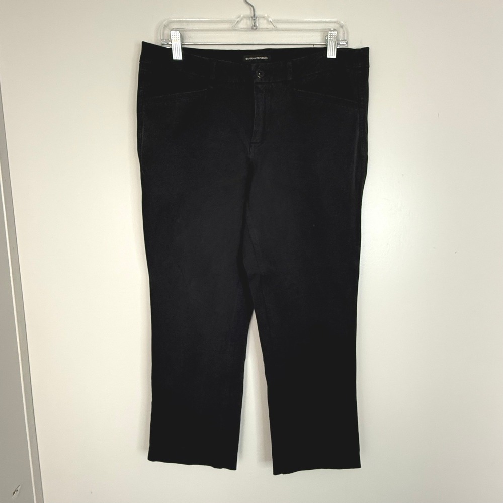 Banana Republic Pants Womens 10 Black Straight Leg Stretch Cotton Blend Trousers - Picture 1 of 8